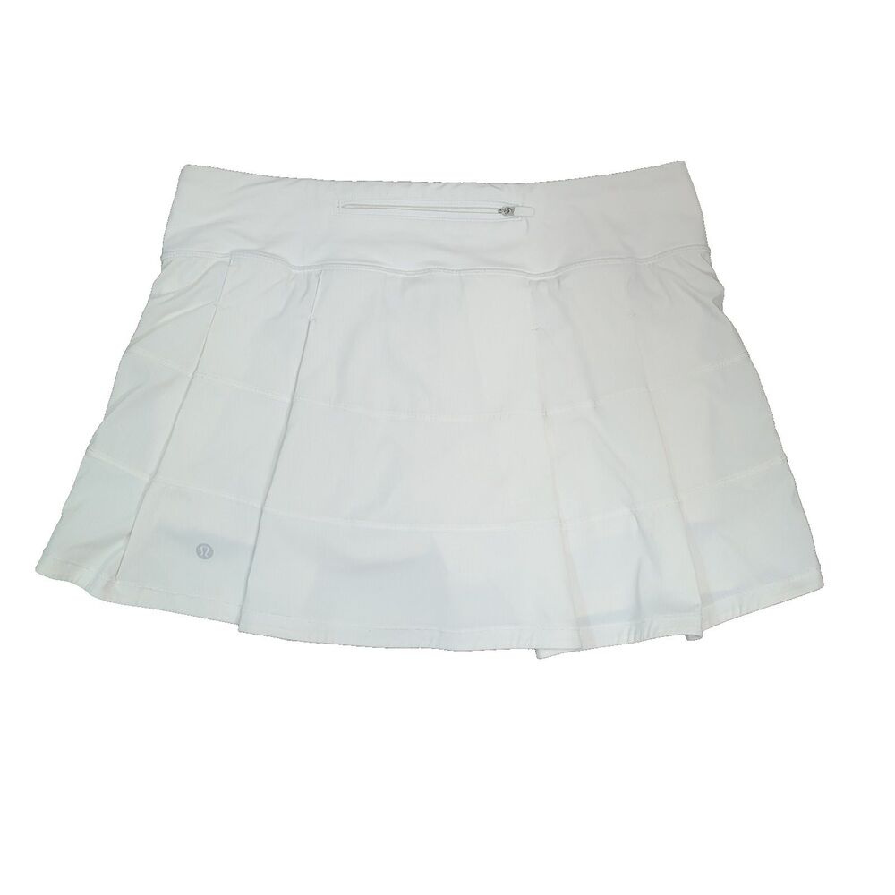 Lululemon Pace Rival Mid Rise Skirt 8 LONG 14” White Tennis Golf Quick Drying